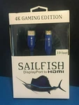 Sailfish Hdmi Cable 2.0 Cord 4K Gaming Edition Display Port Xbox One 10FT Blue. Fixed Price $33.96.