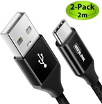 New Brexlink Type Charging Cable 2-PACK Usb To 6 Ft Nylon Charger Nib. Fixed Price $9.99.