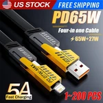 65W 4 1 Multi Charging Cable Flat Braided Usbc Charge Cord Lot Data Transfer. Fixed Price $225.39.