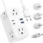 European Travel Plug Adapter, Eu/uk/us Power Strip, 6 Ac Out. Fixed Price $29.20.