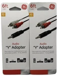 2PK Ge Audio Y Adapter Cable, Ft, 3.5MM Male To Plugs, Black, 33568. Fixed Price $13.39.