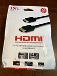 Ge 15FT. Hdmi Cable With Ethernet, Black 33576. Fixed Price $18.99.