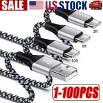 Braided Usb To Type-c Fast Charging Data Sync Charger Cable Cord 3/6/10FT 17 Lot. Fixed Price $124.58.