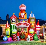 13.5 Ft Tall Giant Candy Castle Christmas Inflatable Santa Penguin No Power Cord. Fixed Price $199.99.