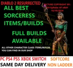 Pc PS4 PS5 Xbox Switch Sorceress All Best Items Build Diablo Resurrected D2R. Fixed Price $61.00.
