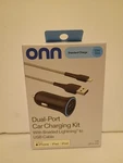 Onn Standard Dual- Port Car Charging Kit With Braided Cord To Usb Cable. Fixed Price $9.20.