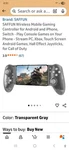 Saffun Wireless Mobile Gaming Controller For Android Iphone Switch Pc Xbox Gray. Fixed Price $22.99.