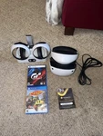 Sony Playstation VR2 Headset W/ Dobe Dock, Usb Cable, GT7 PS5 & Pac-man PS4. Fixed Price $400.00.