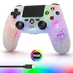 Wireless Controller For PS4, Led Backlit White Crack Rgb. Fixed Price $49.22.